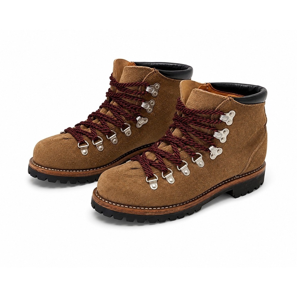 Vintage‎ Herman USA Mountaineering Boots Vibram Lug Sole Men's 9.5 Brown Suede